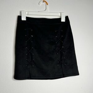 Mangopop Mini Skirt Faux Suede Black Women’s Size M